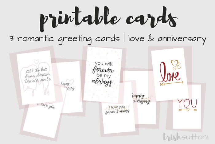 Printable Romantic Greeting Cards Everyday Love Anniversary Cards