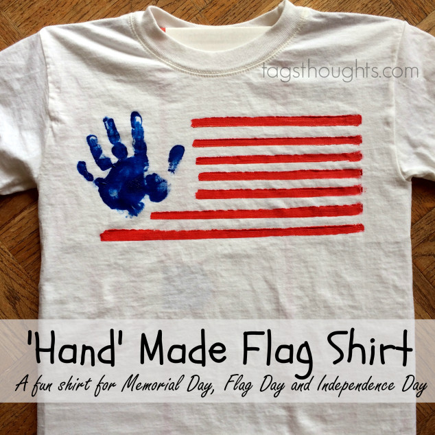 Handmade Flag Shirts; A fun way to show patriotism on Memorial Day, Flag Day, Independence Day and at Summer BBQs. Patriotic Shirt created by kids.