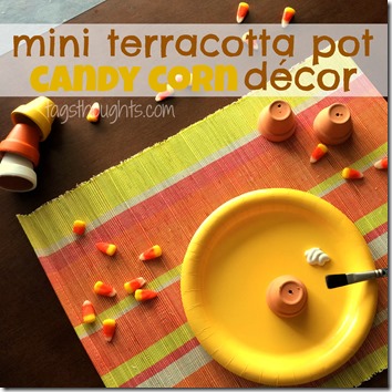 Mini Terracotta Pot Candy Corn Decor by TrishSutton.com