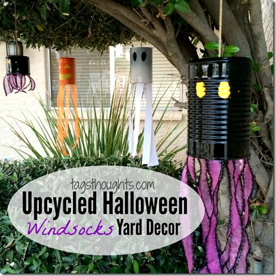 Upcycled Halloween Windsocks; Ghosts, Spiders, Jack-O-Lanterns trishsutton.com