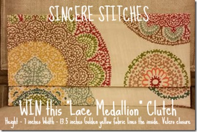 Sincere Stitches Lace Medallion Giveaway by trishsutton.com