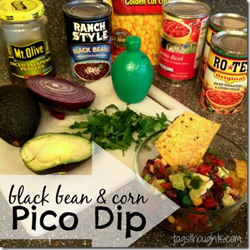 Black Bean & Corn Pico Dip; just like most people, I have a favorite recipe Black Bean & Corn Pico Dip. It's great with tortiallas, chips and with a spoon! TrishSutton.com