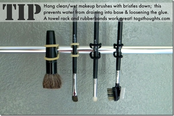 DIY Makeup Brush Cleaner made with Baby Shampoo and Olive Oil. The Shampoo is gentle on the bristles & the Olive Oil keeps them soft. TrishSutton.com
