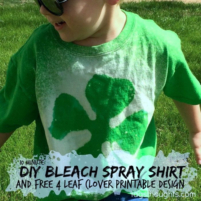 Follow these simple instructions to create your own Bleach Bleach Spray Shirt in just minutes using my Free St. Patrick's Day Printable. TrishSutton.com