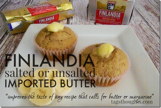 Whole Wheat Banana Muffin Recipe made with Finlandia Butter by tagsthoughts
