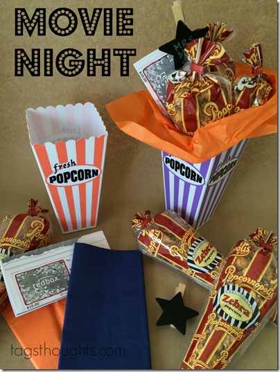 Movie Night Gift Basket for teachers, friends, neighbors by trishsutton.com