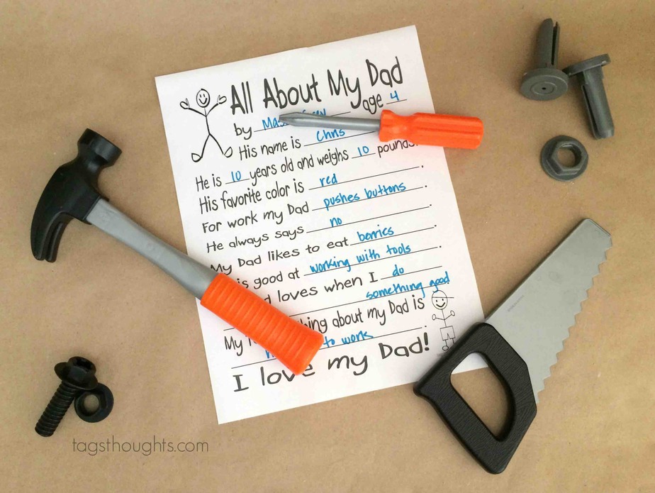 All About My Dad; Free Printable for Father's Day by trishsutton.com