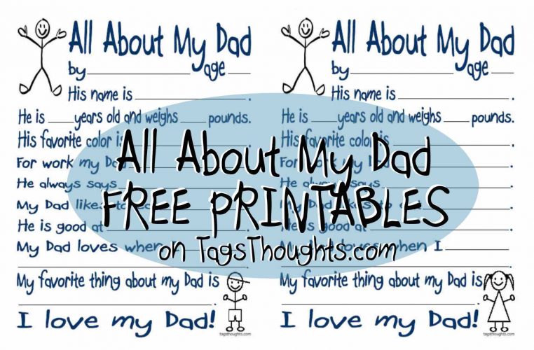 All About My Dad; Free Printable for Kids | TrishSutton.com