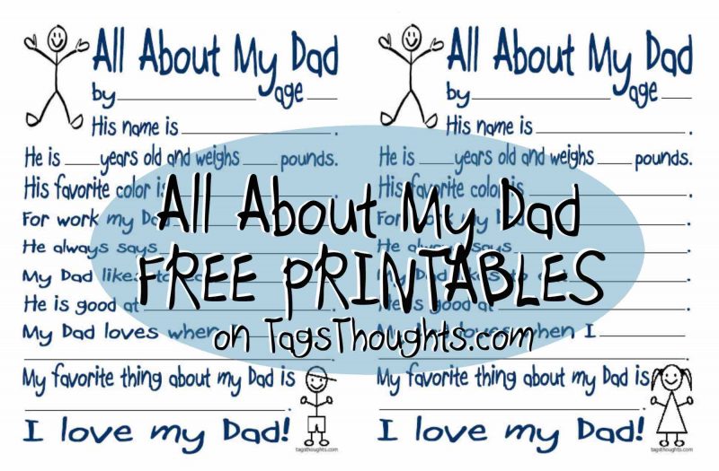 All About My Dad; Free Printable for Kids | TrishSutton.com