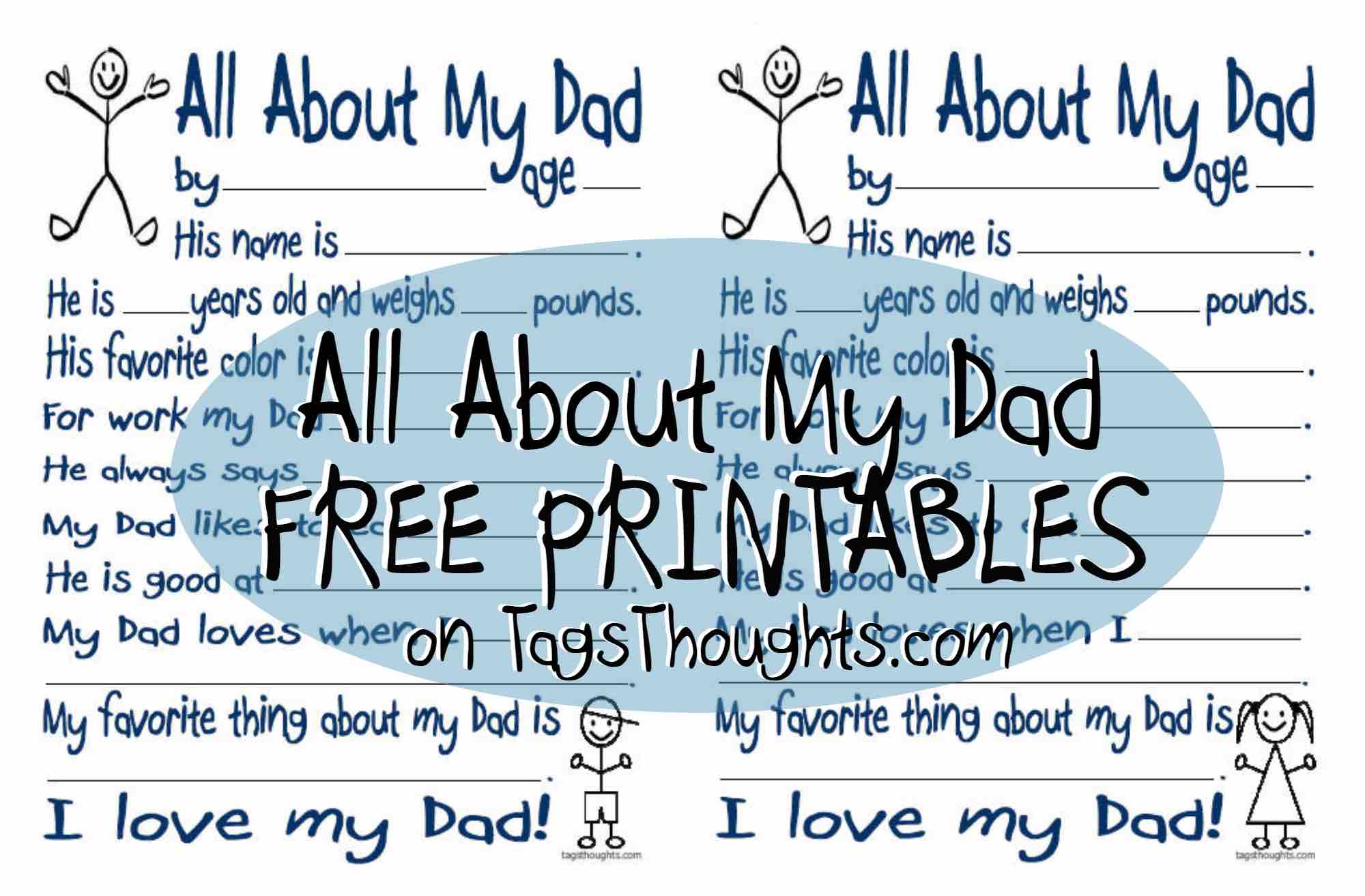 All About My Dad; Free Printable for Father's Day by trishsutton.com