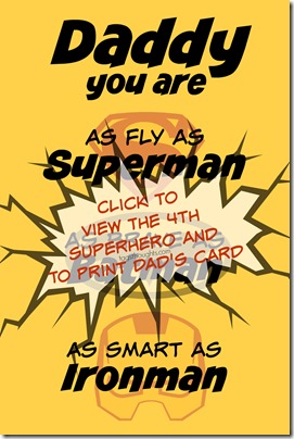 Father's Day Card; Free Printable Superhero Greeting, TagsThoughts.com