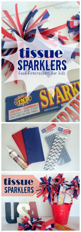 Tissue Sparklers with Red, White & Blue Accessories