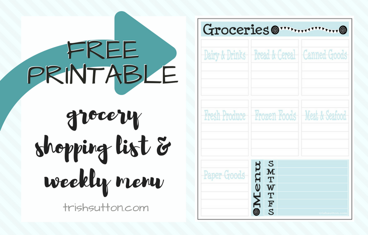 free printable grocery shopping list weekly menu