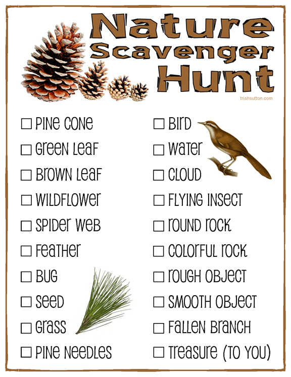 Free Nature Scavenger Hunt Printable by Trish Sutton