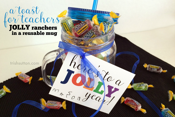 A Jolly Toast; Back To School Teacher Gift & Free Printable. A Sweet & simple gift. Free Printable on TrishSutton.com. 