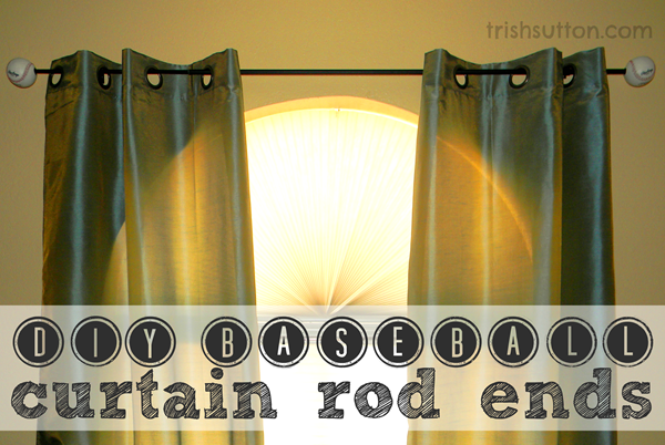 DIY Baseball Curtain Rod Ends are the perfect touch for sports theme bedrooms, playrooms, game rooms and sports rooms! A simple project by TrishSutton.com.