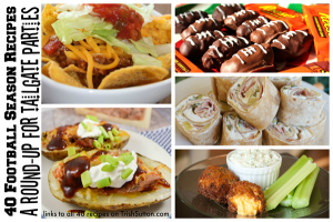 40 Football Season Recipes; A Round-Up For Tailgate Parties. From meatless appetizers to sweet treats. Buffalo, baked, dipped & wrapped recipes. TrishSutton.com