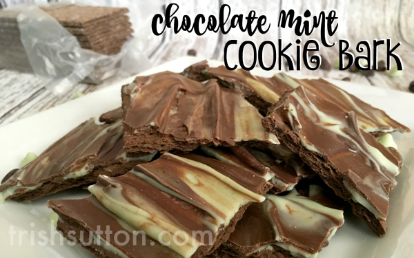 Chocolate Mint Cookie Bark Recipe by TrishSutton.com; Two Ingredient Dessert