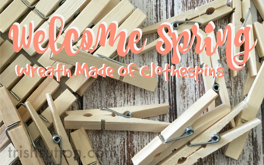 Welcome Spring Wreath Made Of Clothespins