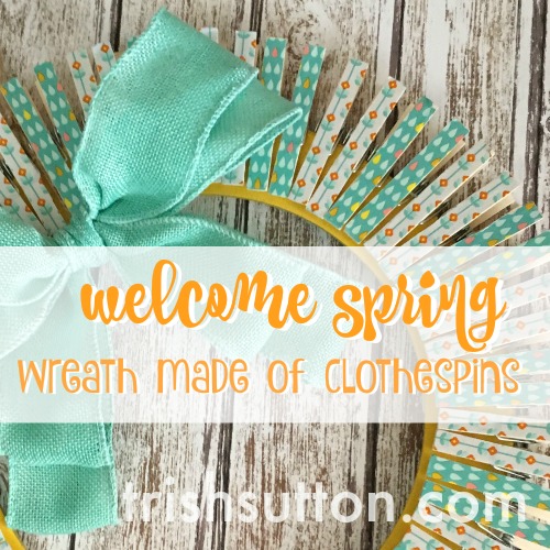 a simple Spring Wreath made out of Clothespins and Craft Tape.