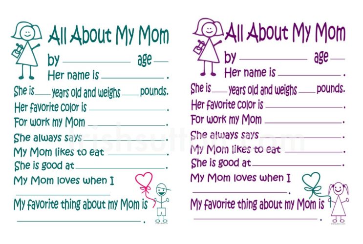 All About My Mom, A Free Printable Interview for Mother's Day.