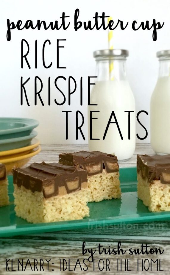 A sweet no bake treat for summer parties, sleepovers and all those Peanut Butter & Chocolate lovers. Peanut Butter Cup Rice Krispie Treats.