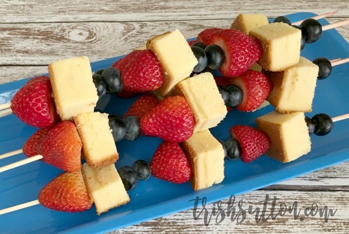 Red, White and Blue Fruit Skewers for Independence Day, Olympics and Summer BBQs. TrishSutton.com
