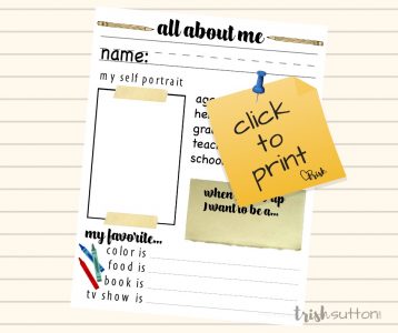 All About Me School Year Keepsake; Back To School Printable