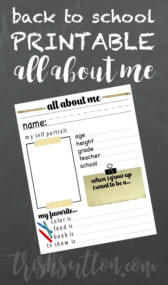 Back To School Printable; All About Me (And Back To School Linky Party)