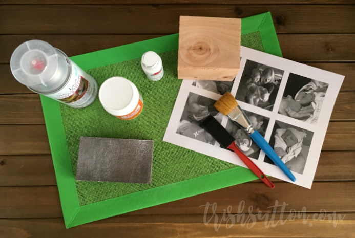 DIY Wood Block Photo Cube; A Homemade Gift Made of Memories for Grandparents Day. TrishSutton.com