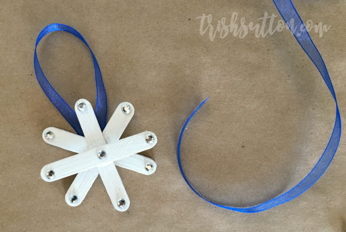 Craft Stick Snowflake Christmas Tree Ornament; TrishSutton.com
