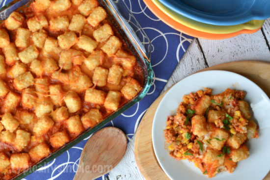 Meal Planning Five Weeknight Recipes | Sloppy Joe Tater Tot Hot Dish TypicallySimple.com