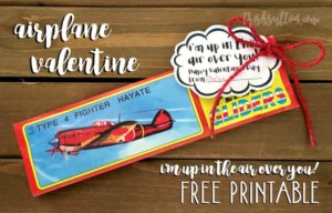Airplane Valentine With Free Printable; Non Candy Kids Valentine by TrishSutton.com
