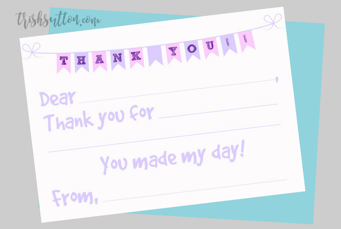 Fill In The Blank Printable Kids Thank You Notes {2 Color Options}