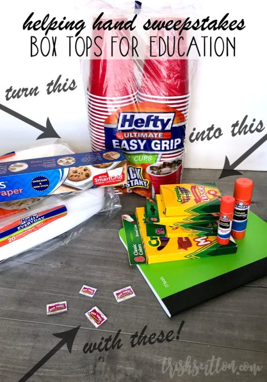 Now through August 29 you can enter to win daily instant prizes and the grand prize of $1,000 worth of Box Tops for your school. Helping Hand Sweepstakes. TrishSutton.com #BTFE #ReynoldsKitchens #Hefty #ad