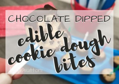 Edible Cookie Dough Bites; Chocolate Dipped Eggless Recipe, TrishSutton.com