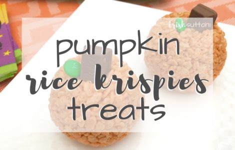 Pumpkin Rice Krispies Treats; Kid's Halloween Party Idea, TrishSutton.com
