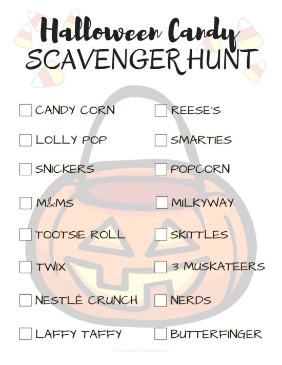 Halloween Candy Scavenger Hunt Free Printable; TrishSutton.com