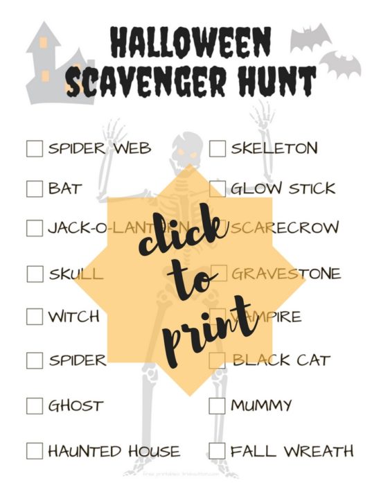 Halloween Scavenger Hunt Free Printable; TrishSutton.com