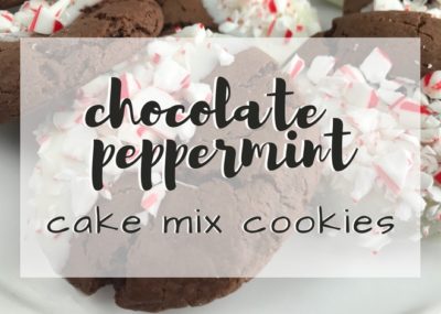 Simple, soft, chewy and festive! This Simple Cake Mix Chocolate Peppermint Cookies Recipe is perfect for the busy holiday season. TrishSutton.com