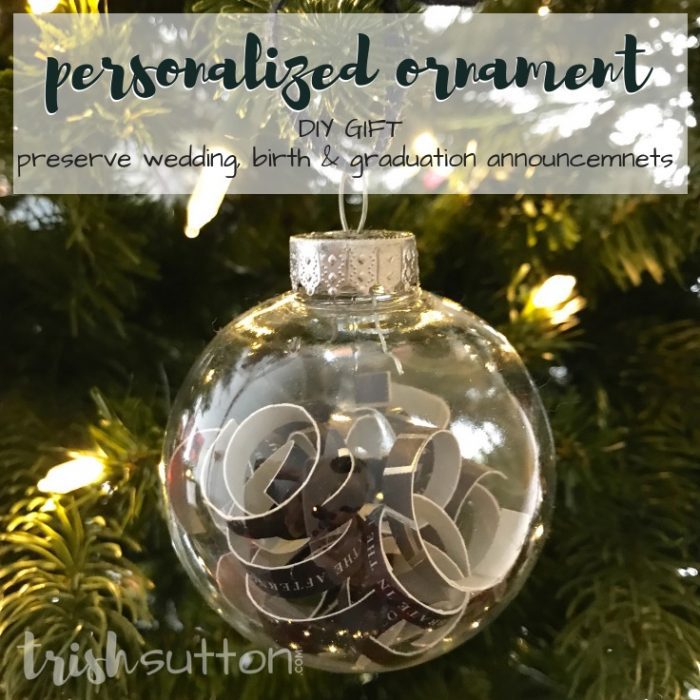 Personalized Ornament | Preserve Treasured Memories. This Christmas keepsake will be treasured for years. Preserve the memory of a wedding, birth, graduation or other big life events with this gift of the memory. Personalized Christmas Ornament by TrishSutton.com.