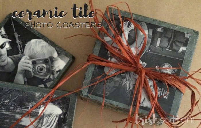 DIY Ceramic Tile Photo Coasters make a lovely homemade gift! A creative gift for friends, family & especially grandparents. TrishSutton.com