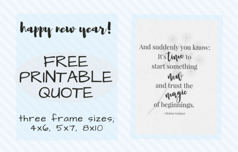 Happy New Year! "And suddenly you know: It's time to start something new and trust the magic of beginnings." - Meister Eckhart; 3 Free Frameable Printables, TrishSutton.com