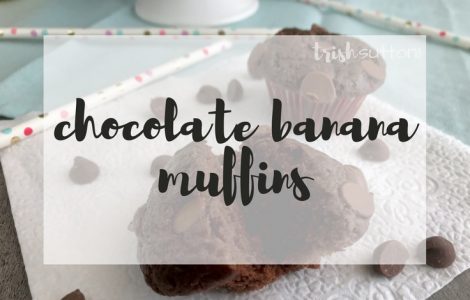 Chocolate Banana Muffins Recipe; TrishSutton.com