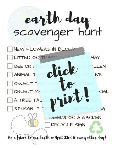 Earth Day Scavenger Hunt Printable for Kids of All Ages