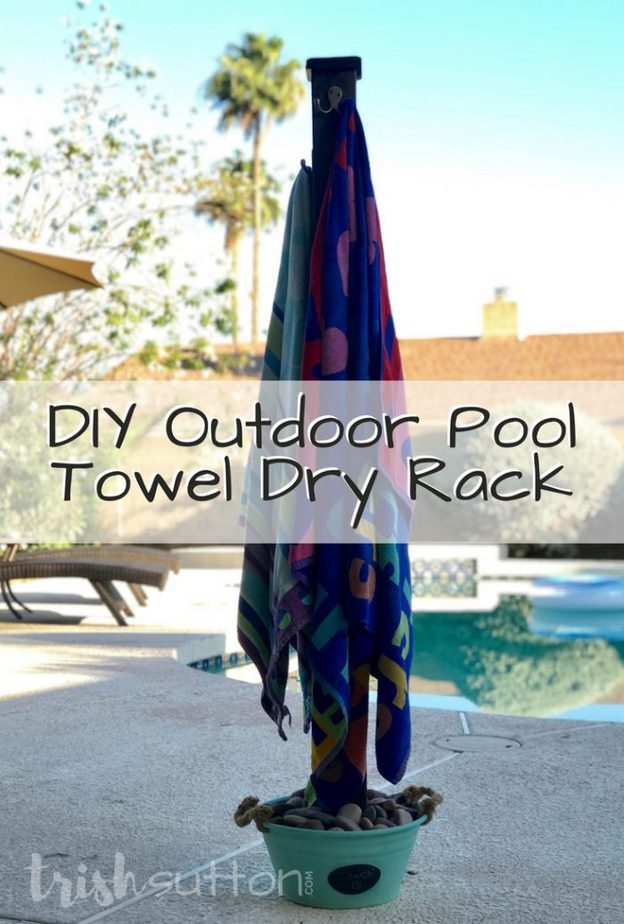 DIY Outdoor Pool Towel Dry Rack Beach Towel Holder