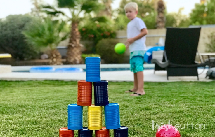 DIY Bowling Game - Upcycled Outdoor Activity; Camping Game Backyard Game - TrishSutton.com