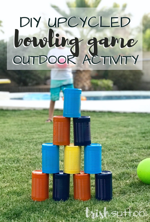 DIY Bowling Game - Upcycled Outdoor Activity; Camping Game Backyard Game - TrishSutton.com