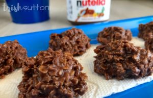 No Bake Nutella Cookies Recipe that is just as simple as No Bake Peanut Butter Cookies and it makes 36 cookies. TrishSutton.com #nutella #recipe #nobake