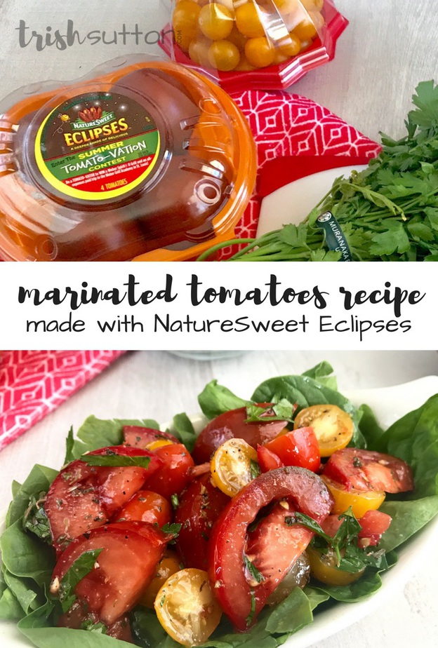 Marinated Tomatoes Recipe; Made with NatureSweet Eclipses, Trishsutton.com #ad #adeepershadeofdelicious